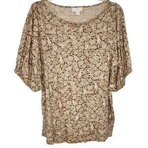 J Jill Soft Floral Print Top S Short Sleeve‎ Lightweight Casual Whimsical Fairy